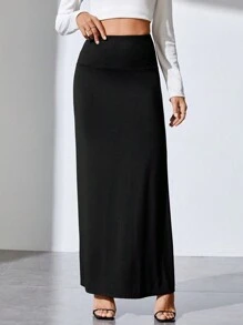 SHEIN Tall Solid High Waist Skirt Maxi Skirt