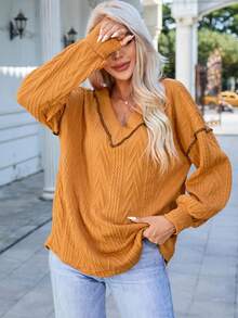 Camiseta De Manga Larga Con Textura Texture V Lord - Naranja Quemada - Ver 3