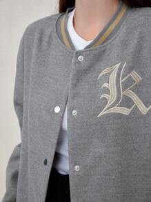 Mulvari Letter Graphic Drop Shoulder Coat