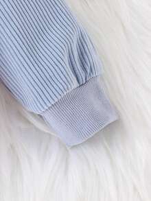 Baby Girl Colorblock Letter Patched Striped Trim Varsity Jacket - Baby Pink - View 4