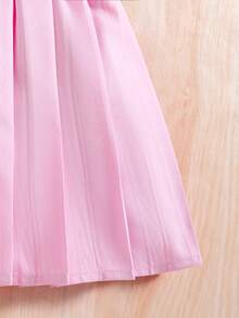 SHEIN Young Girl Floral Print Sweatshirt & Pleated Skirt - Pink - View 6