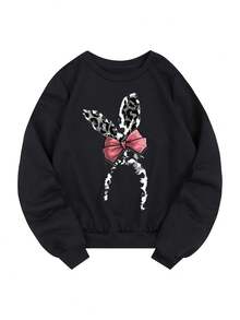 Bow Graphic Sweatshirt - Black - View 1