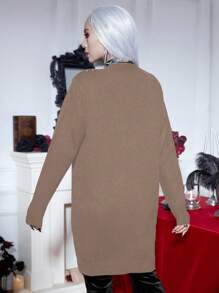 PUNK Spider Web Pattern Cardigan Fall Cloth For Women - Khaki - View 2