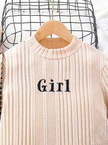 SHEIN Tween Girl Embroidery Letter Pattern T-shirt & Plaid Print Suspender Pants - Multicolor - View 7