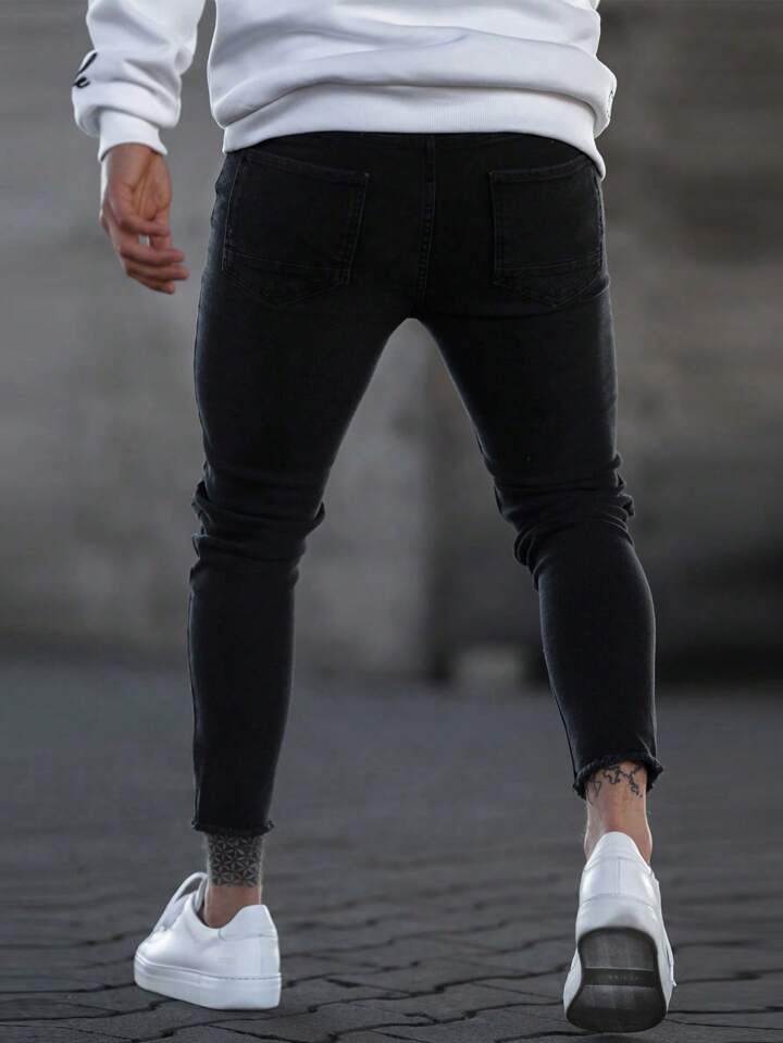 Mens raw hem skinny jeans clearance