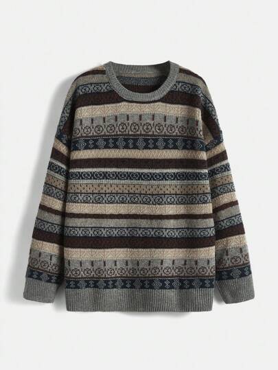 Hippie Jersey con patrón geométrico de hombros caídos