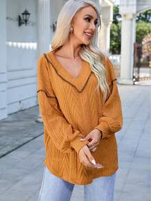 Camiseta De Manga Larga Con Textura Texture V Lord - Naranja Quemada - Ver 4