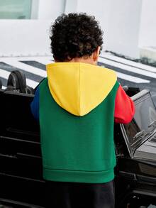 SHEIN Áo nỉ in chữ phối màu cho bé trai - Nhiều màu - Xem 4