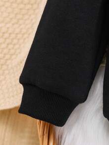 SHEIN Đứa bé gái In hoa Áo nỉ - màu đen - Xem 3