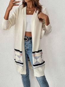 Chiquease Geo Pattern Casual Design Cardigan - Multicolor - View 1