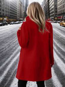 Calvaya 大碼單排釦花呢外套 - 酒紅色 - 查看 2