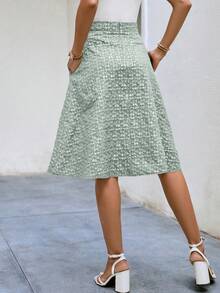 SHEIN Frenchy Dệt hoa Túi nghiêng Chi tiết xếp li Váy - màu xanh lá - Xem 2