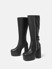 SheIn SXY 1 雙時尚靴子 - 黑色 - 查看 3