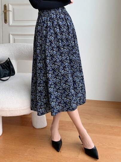 DAZY 高腰碎花半身裙