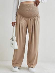 SHEIN Maternity Wide Leg Pants - Camel - View 5