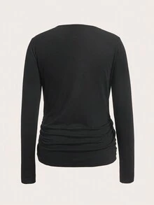 SHEIN 孕婦3入組素色側收褶T恤 - 彩色 - 查看 5