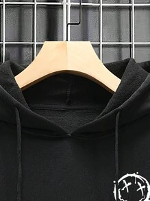 Manfinity 男士加大碼卡通印花運動衫 - 黑色 - 查看 5