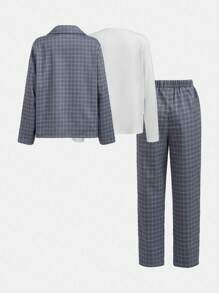 3pcs/Set Tween Boys' Elegant Fitted 2 In 1 Shirt, Suit Jacket And Pants Matching Set - Multicolor - View 2