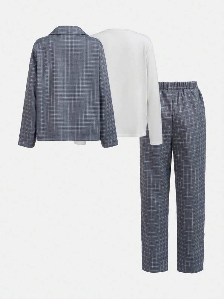 3pcs/Set Tween Boys' Elegant Fitted 2 In 1 Shirt, Suit Jacket And Pants Matching Set