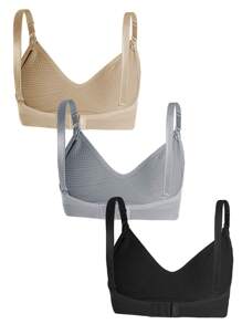 SHEIN 3pcs Maternity Solid Nursing Bra For Mother - Multicolor - View 5