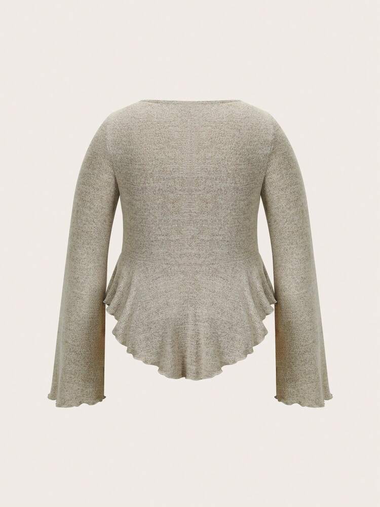Plus Ruched Front Lettuce Trim Tee