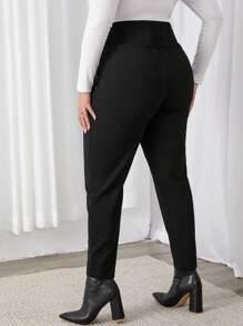 SHEIN Maternity Plus Wide Waistband Seam Detail Pants