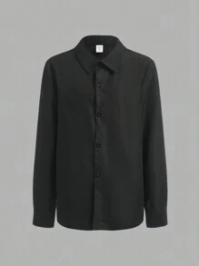 SHEIN 2 pièces/ensemble Chemise à manches longues boutonnée blanche et noire de base pour garçons adolescents