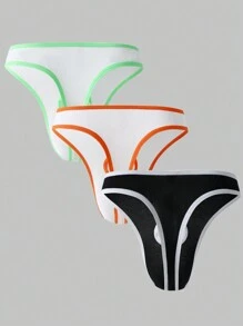 Men 3pack Contrast Binding Cut Out Thong - Multicolor - View 2