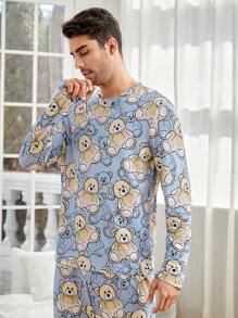 Hombres Conjunto de pijama con estampado de dibujos animados - Multicolor - Ver 4