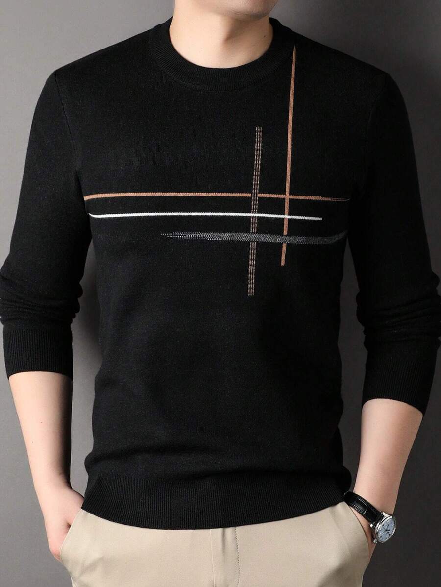 Men Striped Pattern Sweater