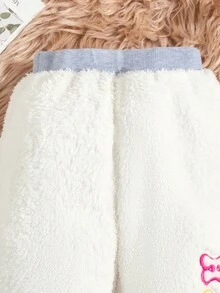 SHEIN Young Boy Letter Embroidery Sweatpants - Brown - View 3