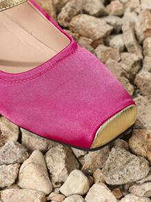 Ladies' Flat Pig Mouth Design Ballet Shoes - Rose Red - View 5