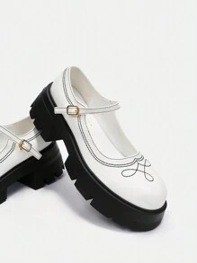 SheIn MOD Women's Thick Heel Shoes - White - View 8