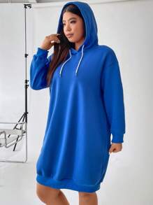 Flirla Hơn Đồ họa Hoạt hình Thả vai Dây rút Đàm áo cánh có mũ - Màu xanh lam - Xem 7