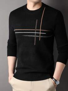 Men Striped Pattern Sweater