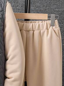 SHEIN Tween Girl Letter Graphic Pullover & Vest Jacket & Sweatpants - Multicolor - View 4