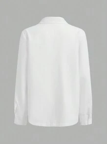 SHEIN 2 pièces/ensemble Chemise à manches longues boutonnée blanche et noire de base pour garçons adolescents