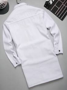 Manfinity Homme Loose Fit Men's Denim Jacket With Flap Pockets (T-Shirt Not Included) - White - View 2