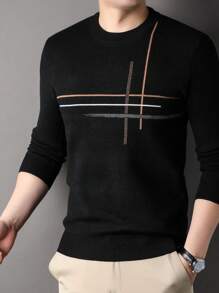 Men Striped Pattern Sweater