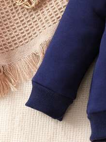 Baby Girl Cartoon Graphic Sweatshirt & Plaid Print Sweatpants - Multicolor - View 6