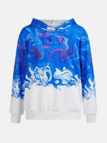 SHEIN Tween Boy Graphic Print Hooded Sweatshirt - Multicolor - View 2