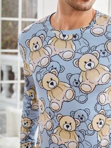 Hombres Conjunto de pijama con estampado de dibujos animados - Multicolor - Ver 5