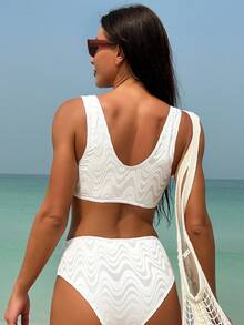 Knot Front Bikini Set - White - View 3