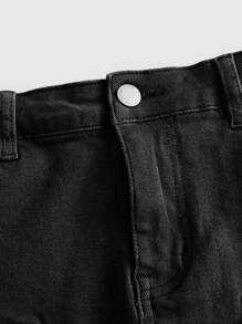 青少年女孩翻蓋口袋牛仔半身裙