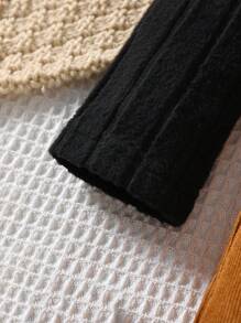 SHEIN Cô gái Tween Cổ giả Áo thun & Vá Túi Đầm Tổng thể - màu nâu - Xem 5