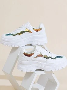 秋冬女士厚底防水運動鞋,時尚休閒女鞋 - 彩色 - 查看 5