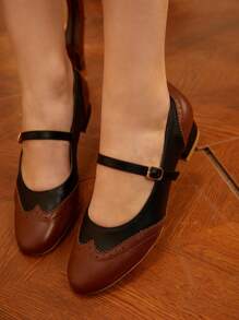 SheIn MOD 瑪麗珍平底鞋 - 咖啡棕 - 查看 3