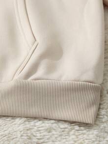 SHEIN Unity Áo nỉ có mũ trùm đầu họa tiết chữ cái thường ngày cho nữ, túio, mùa thu - Màu be - Xem 5