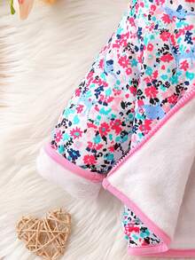 Baby Girl Allover Floral Print Thermal Lined Hooded Padded Coat - Multicolor - View 6