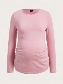 SHEIN 孕婦3入組素色側收褶T恤 - 彩色 - 查看 4
